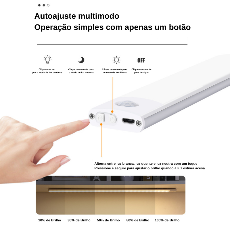 Luz sem fio USB com sensor de movimento